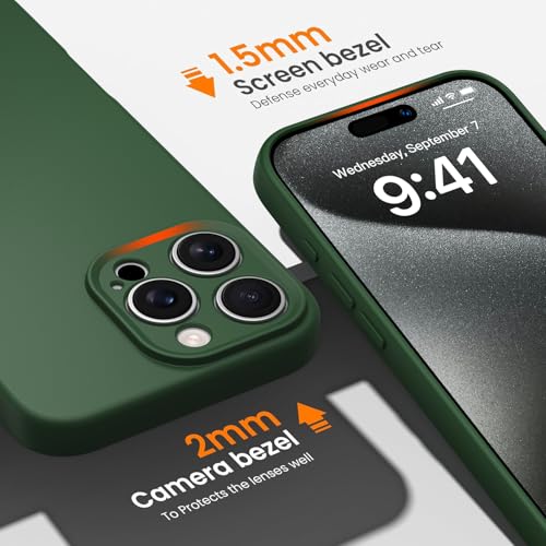 Compatible with iPhone 13 Pro Case, Shockproof Liquid Silicone Protective Phone Case with Soft Anti-Scratch Microfiber Lining Ultra Slim Drop Protection Phone Cover (Army Green) - color: Army Green, size: iPhone 13 Pro