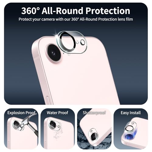 3+3+1-Pack, Privacy Screen Protector and Camera Lens Protector for iPhone 16e/17e with Installation Alignment Aid, Anti-Spy Tempered Glass Film, Dark Private Black Protection, Anti-Scratch - size: 17e/16e Black 3+3+Align