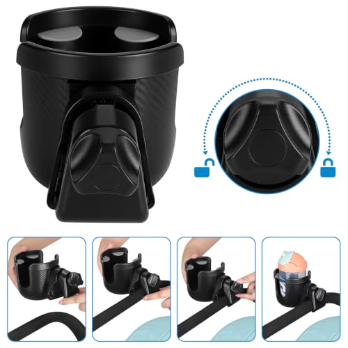 Accmor Stroller Cup Holder, Drinks Holder Bike Walker Wheelchair - color: All Black-Carbon Textured