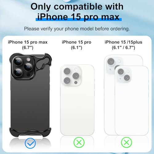 Frameless Phone Case Crafted for iPhone 15 Pro Max Black - color: Aluminum Black, size: iPhone 15 Pro Max