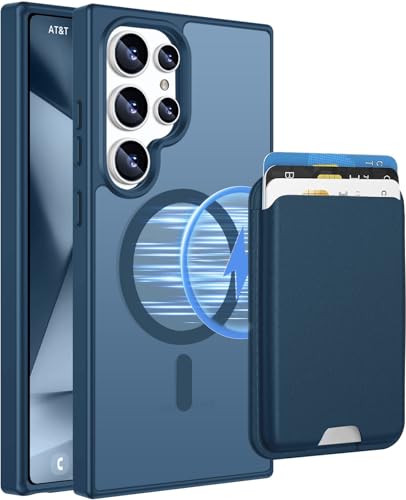 Magnetic for Samsung Galaxy S24 Ultra Wallet Case with Card Holder﻿ | Compatible with MagSafe, Shockproof Phone Cover with Detachable RFID Blocking Card Slot, Deep Blue - color: Deep Blue, size: S24 Ultra 6.8"