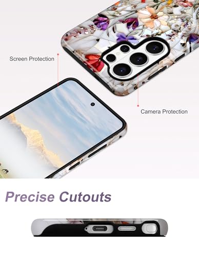 Magnetic Flower Case for Samsung Galaxy A16 5G, Yellow | Compatible with MagSafe, Cute Aesthetic Stained Glass Floral, TPU and PC Protective Phone Cover for Women Girls - color: Yellow Flower