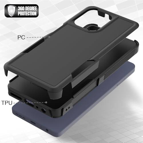 for Motorola Moto G Power 2026 / Moto G Power 2025 Case: Dual Layer Protective Heavy Duty Cell Phone Cover Shockproof Rugged with HD Screen Protector Military Protection Bumper Tough, Black - color: Black (PC) + Black (TPU)