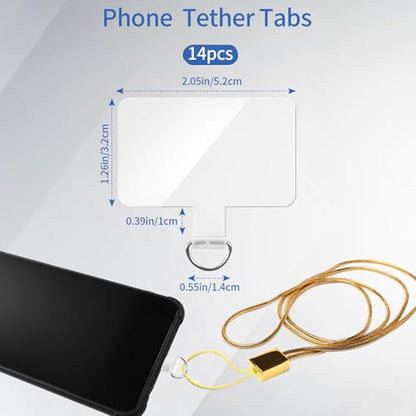 14 Pieces Clear Phone Tether Tab Universal Phone Lanyard Patch Without Adhesive for Most Smartphones Phone Cases - color: Square Shape