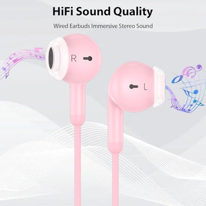 USB C Earbuds Headphones for iPad 10th Gen for iPhone Duo 18 Pro 17 15 Pink - color: Pink