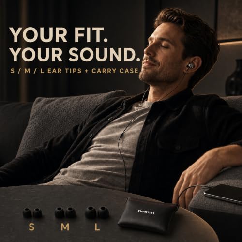 Betron BS10 Earphones Wired Earbud Headphones with 3.5mm Jack, Black - color: Black