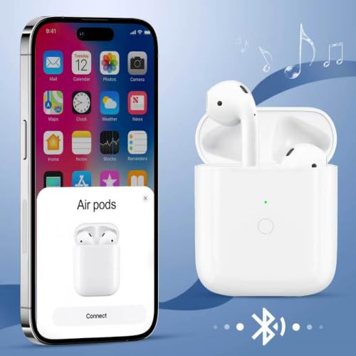 Compatible for AirPods 1st 2nd Gen Wireless Charging Case, Wireless Charging Case Replacement for Airpod 1 2 Charging Case with Bluetooth Pairing Sync Button - size: 2.11"(2 Case-C)