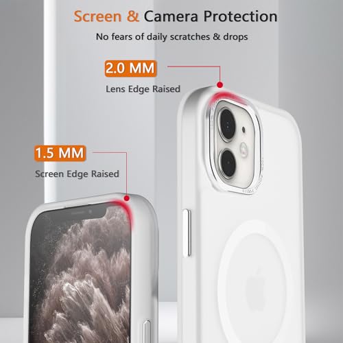 Magnetic iPhone 12/12Pro case,Compatible with Magsafe, Military-Grade Protection,Slim Translucent Matte Shockproof with Anti-Scratch Anti-Fingerprint Phone Cover (Frosted white, iPhone 12/12Pro) - color: Frosted White, size: iPhone 12/12Pro