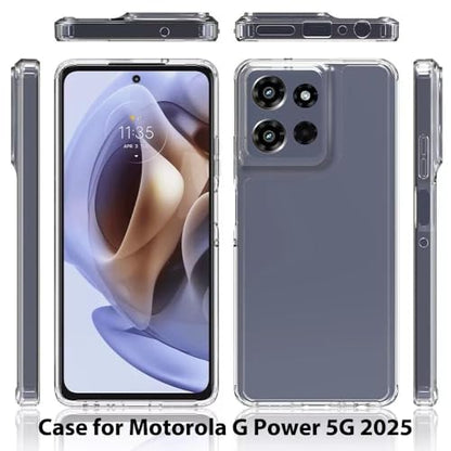 for Moto G Power 5G 2025 Case Crystal Clear Slim Hard Case Hybrid Shockproof Bumper with Tempered Glass Screen Protector Full Body Anti-Yellow Anti-Scratch Phone Protective Cover - color: Moto G Power 5G 2025
