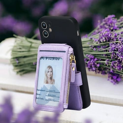 M-Plateau RFID Blocking Phone Wallet Stick On,Credit Card Holder for Women | Card Holder for Phone case Stick on Attachable Credit Card Holder for Phone (Compatible with Most Smartphones) (Purple) - color: Purple
