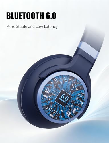 KVIDIO Hybrid Active Noise Cancelling Headphones Over Ear - color: Blue
