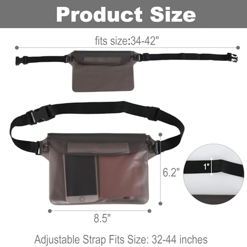 Triple zip lock protection Waterproof Fanny Pack - Waterproof Phone Pouch with Waist Strap，for Outdoor Water Sports, Boating, Hiking,Kayaking,Fishing ， Beach, Camping and Swimming (Transparent Black) - color: Transparent Black