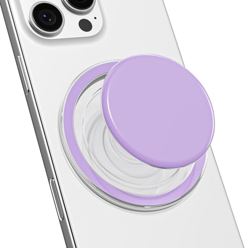 Svanove Magnetic Cell Phone Grip Compatible with Magsafe, Collapsible Phone Stand Holder Round Expanding Kickstand for iPhone Samsung Mobile Phones, Cute Soft Silicone Glossy Jelly, Purple Lavender - color: Purple, style: Magnetic