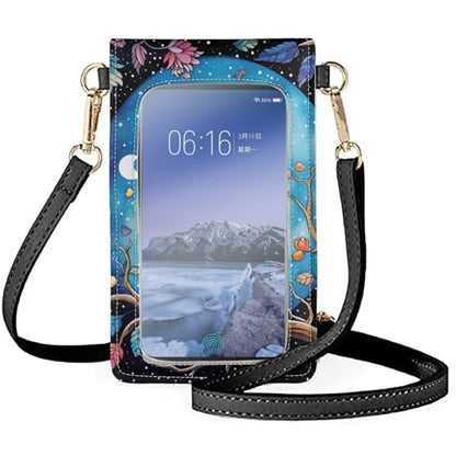WELLFLYHOM Mini Touchscreen Crossbody Phone Bags for Women with Card Slots Shoulder Bag Purse Leather - color: 1 Cartoon Owl