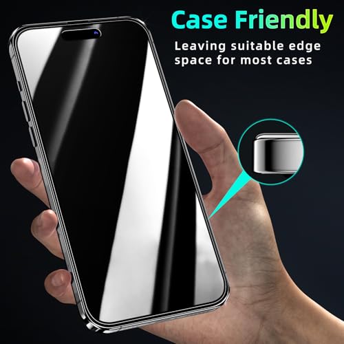 Pokolan [2 Pack] Privacy Screen Protector for iPhone 15,360 Degree 4-way Anti-Spy Tempered Glass Film Case Friendly, Bubble Free, 9H Full Coverage