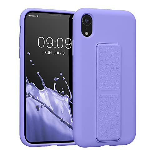 kwmobile Case for Apple iPhone XR Case - Soft TPU Cover with Silicone Coating - with Hand Strap and Stand Function - Shockproof - Lavender - color: lavender