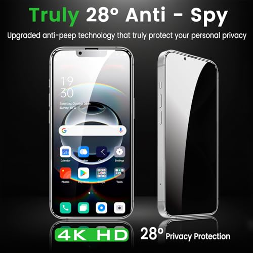 Romkasi 3 Pack Privacy Screen Protector for iPhone 16e 6.1 Inch with 3 Pack Camera Lens Protector, Anti Spy Tempered Glass Film, Anti-Scratch, Touch Sensitive, Case Friendly - color: iPhone 16e