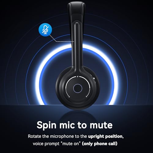 Gixxted (2026 Upgraded) Wireless Headset with Mic for Work, Bluetooth Headset with Noise Canceling Microphone, Wireless Headphones with Mic and USB Dongle and Mute, Fit for Computer/PC/Teams