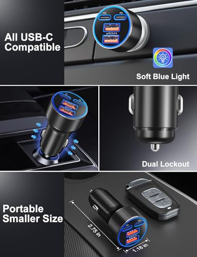 90W Car Charger USB C, Dual 45W Super Fast Charging Car Phone Charger - color: Gray