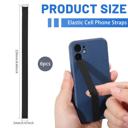 6Pcs Silicone Elastic Phone Holder Strap Anti-Slip Universal Phone Grip Finger Loop for Case Flexible No Adhesives Discreet Grip