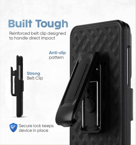 MOTIVE for Samsung Galaxy s26 Case with Belt Clip, Rigid, Kickstand | 6.3" | Ranger v1 Series, Black, 360° holster, open-top/open-bottom port access, textured grip, slim design - size: s26
