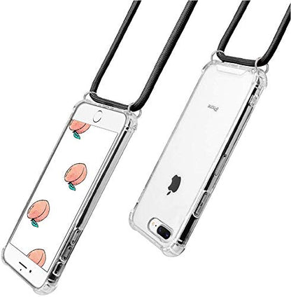 for iPhone 7 Plus Crossbody Case for iPhone 8 Plus [ with Adjustable Lanyard Strap ] Clear Transparent Phone Case Soft TPU Bumper Shockproof Protective Mobile Cover - Black - size: for iPhone 7plus/8plus