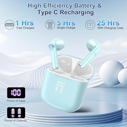 2026 AI Translation Earbuds Real Time, 165 Language Translator Earbuds 3-in-1 Bluetooth 5.4 with APP, Translation Headphones with 6 Translation Modes Translating Device for Travel/Business/Learn Blue - color: Blue