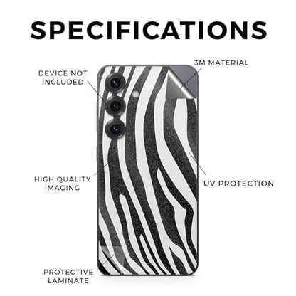 Glossy Glitter Phone Skin Compatible with Samsung Galaxy S25 - Black Zebra - Premium 3M Vinyl Protective Wrap Decal Cover - Easy to Apply | Crafted in The USA by MightySkins - color: Black Zebra, size: Galaxy S25 (Full Wrap), style: Glossy Glitter Finish
