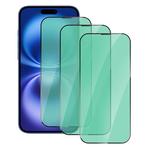 3 Pack Anti-Blue Light Screen Protector for iPhone 16 - size: iPhone 16