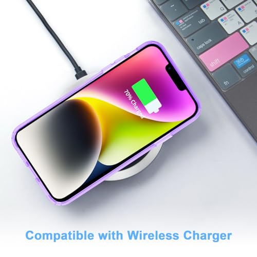 JJGoo Compatible with iPhone 14 Case Clear, Soft Shockproof Protective Slim Thin Phone Bumper Cover Transparent Phone Case, Translucent Purple - color: Purple