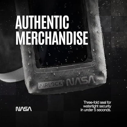 NASA Small Dry Bag with Integrated Waterproof Phone Pouch (Floating, IP68) | Full Phone Screen Control | Floats When Sealed | Detachable Shoulder Strap | Fully Submersible | Fits Phone, Keys & Cash - color: White
