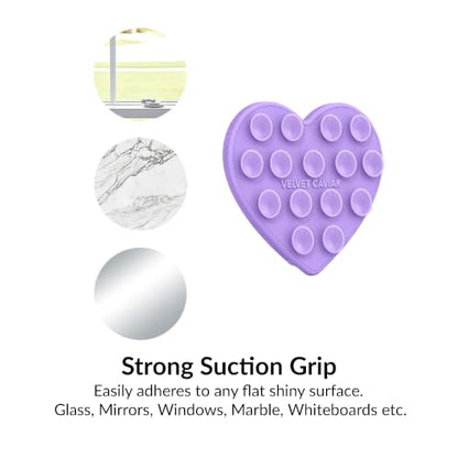 Velvet Caviar Suction Cup Phone Case Mount Compatible with MagSafe Devices Only - Magnetic Silicone Sticky Phone Grip Holder for iPhone Back of Phone - Mirror Gripper (Purple Heart) - color: Purple Heart