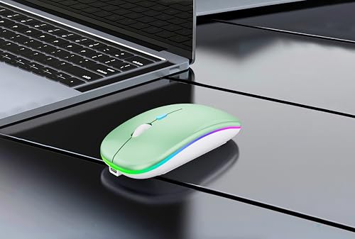 WREANU Wireless Bluetooth Mouse, Rechargeable Laptop Mice, Green - color: Green Wireless Bluetooth Mouse