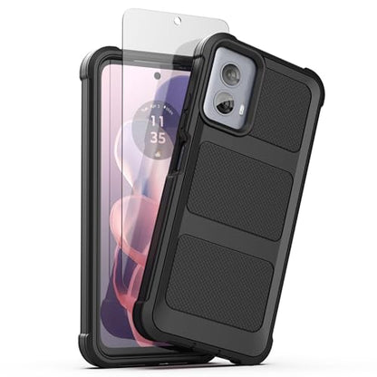 Encased Rugged Belt Case for Moto G Power 5G 2024, Full Body Protective Case with Tempered Screen Protector and Holster Clip (Black) (2024) - size: 2024