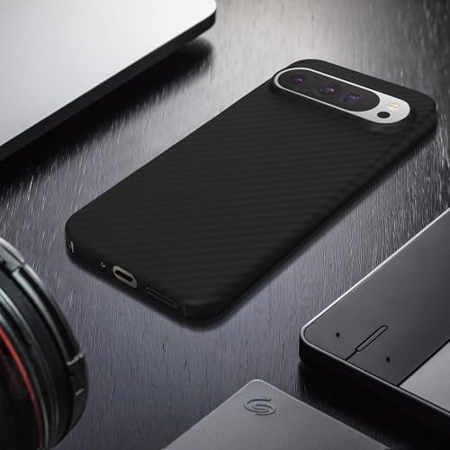 kalibri Aramid Fiber Case Compatible with Google Pixel 9 Pro XL - Case Super Slim Strong Protective Phone Cover - Black Matte - size: Pixel 9 Pro XL