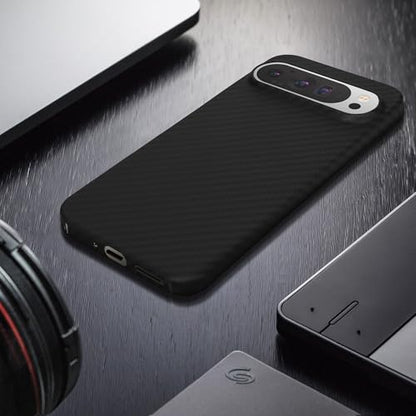 kalibri Aramid Fiber Case Compatible with Google Pixel 9 Pro XL - Case Super Slim Strong Protective Phone Cover - Black Matte - size: Pixel 9 Pro XL
