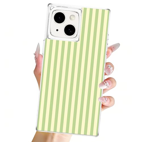 Clear Case for iPhone 14/iPhone 13 6,1", Aesthetic Striped Pattern Transparent Cover, Cute Stripes Design, Soft TPU Shockproof Protective Bumper Shell for Women Girls, Green - color: Green, size: iPhone 14/iPhone 13