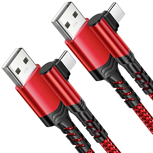 Type C Charger Fast Charging, 90 Degree USB to USB C Cable [10ft] - color: Red, size: 10ft