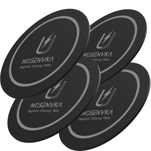 MOSENVKA Universal Magnetic Phone Mount Plate,Strong Adhesive Plate for Magnetic Car Mount, Phone Sticker for iPhone 16e and All Smartphones and Cases-Slim,Lightweight,and Reusable (Black-4 Pack) - color: (Black-4 Pack)