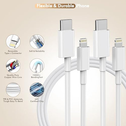 [Apple MFi Certified]10FT Fast iPhone Charger,Extra Long Apple Charger Fast Charging 2Pack USB C Charger Block Plug + 10Foot Lightning Cable Cord for iPhone 14/Pro/Pro Max/Plus/13/12/11/XS/XR/X/SE2022 - size: 2Pack