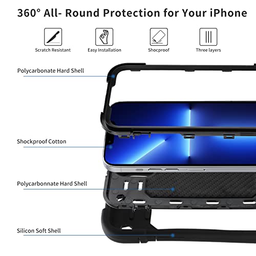 MARKILL Compatible with iPhone 13 Pro Max Case 6.7 Inch with Ring Stand, Heavy-Duty Military Grade Shockproof Phone Kids Cover for iPhone 13 Pro Max Black - color: Black, size: iPhone 13 Pro Max 6.7"