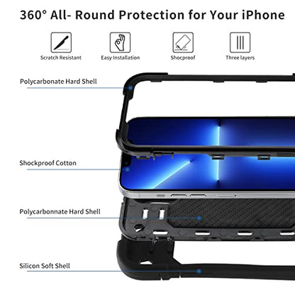 MARKILL Compatible with iPhone 13 Pro Max Case 6.7 Inch with Ring Stand, Heavy-Duty Military Grade Shockproof Phone Kids Cover for iPhone 13 Pro Max Black - color: Black, size: iPhone 13 Pro Max 6.7"