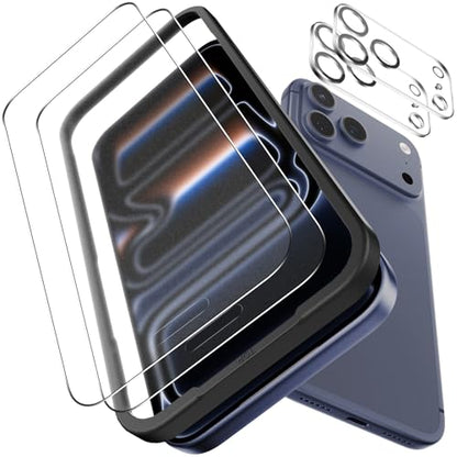 OMOTON 2+2 Pack Matte Screen Protector for iPhone 17 Pro 6.3 Inch 2025, Matte Layer Film with Camera Lens Protector, Tempered Glass with Easy Installation Tool, Anti-glare, Smooth Touch, Feel as Silk - size: iPhone 17 Pro