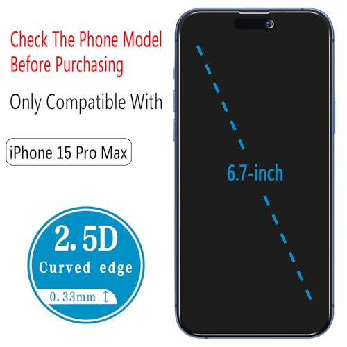2+2 Pack Privacy Screen Protector for iPhone 15 Pro Max - size: (Privacy)iPhone 15 Pro Max 6.7 Inch