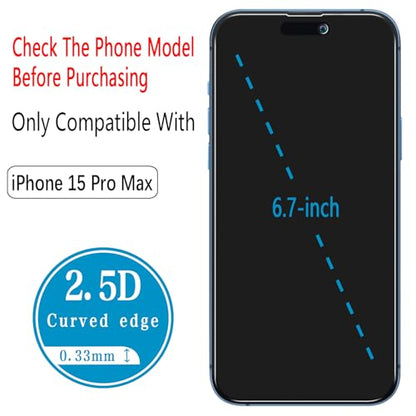 2+2 Pack Privacy Screen Protector for iPhone 15 Pro Max - size: (Privacy)iPhone 15 Pro Max 6.7 Inch
