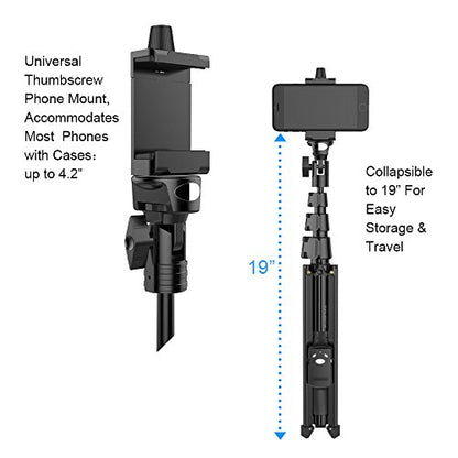 Fugetek 62" Professional Selfie Stick Tripod, 100% All Aluminum Stick & Legs, Lightweight, Detachable Bluetooth Remote, Portable All in One, Compatible with iPhone & Android, Non Skid Feet, Black - style: Tripod