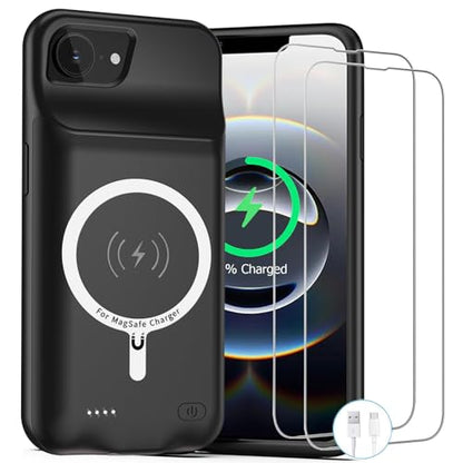 Battery Case for iPhone 17e, Upgraded 10000mAh Rechargeable Portable Charging Case with Wireless Charging Compatible for iPhone 16e/ 17e (6.1inch) with Carplay Extend Battery Pack Charger Case (Black) - size: iPhone 16e/17e -10000mAh