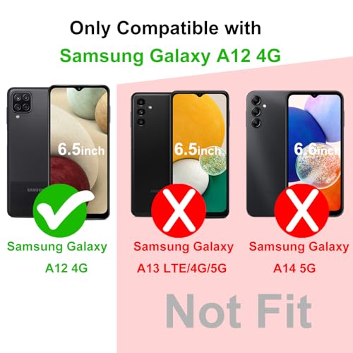 TENOC Phone Case for Samsung Galaxy A12 4G, Black Case Anti-Fingerprint Protective Bumper Matte Cover - color: Black Matte, size: A12