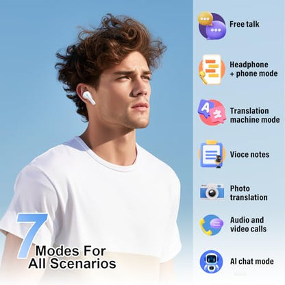 Wireless Earbuds, Bluetooth 5.4 Headphones Bass Stereo/Clear Calls, Ivory - color: AI-Ivory