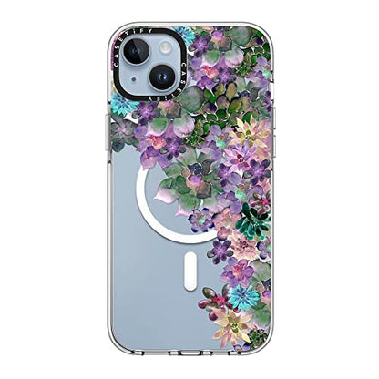 CASETiFY for iPhone 14 Plus Case - Impact Clear Compatible with MagSafe | Not Yellowing | 6.6 ft. 3X Military Grade Drop Protection | MY SUCCULENT GARDEN | Clear - color: MY SUCCULENT GARDEN, size: Iphone 14 Plus (6.7")